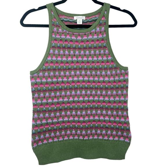 Sundance Knit Sleeveless Tank Top Sweater Vest Green Pink Sz XS - Picture 1 of 7